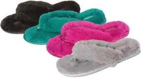 womens plush flip flop with plush thong Case of 36