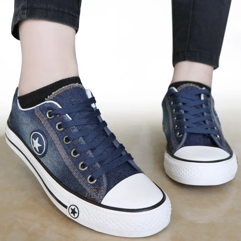 Women's Summer Denim Lace Up Sneakers