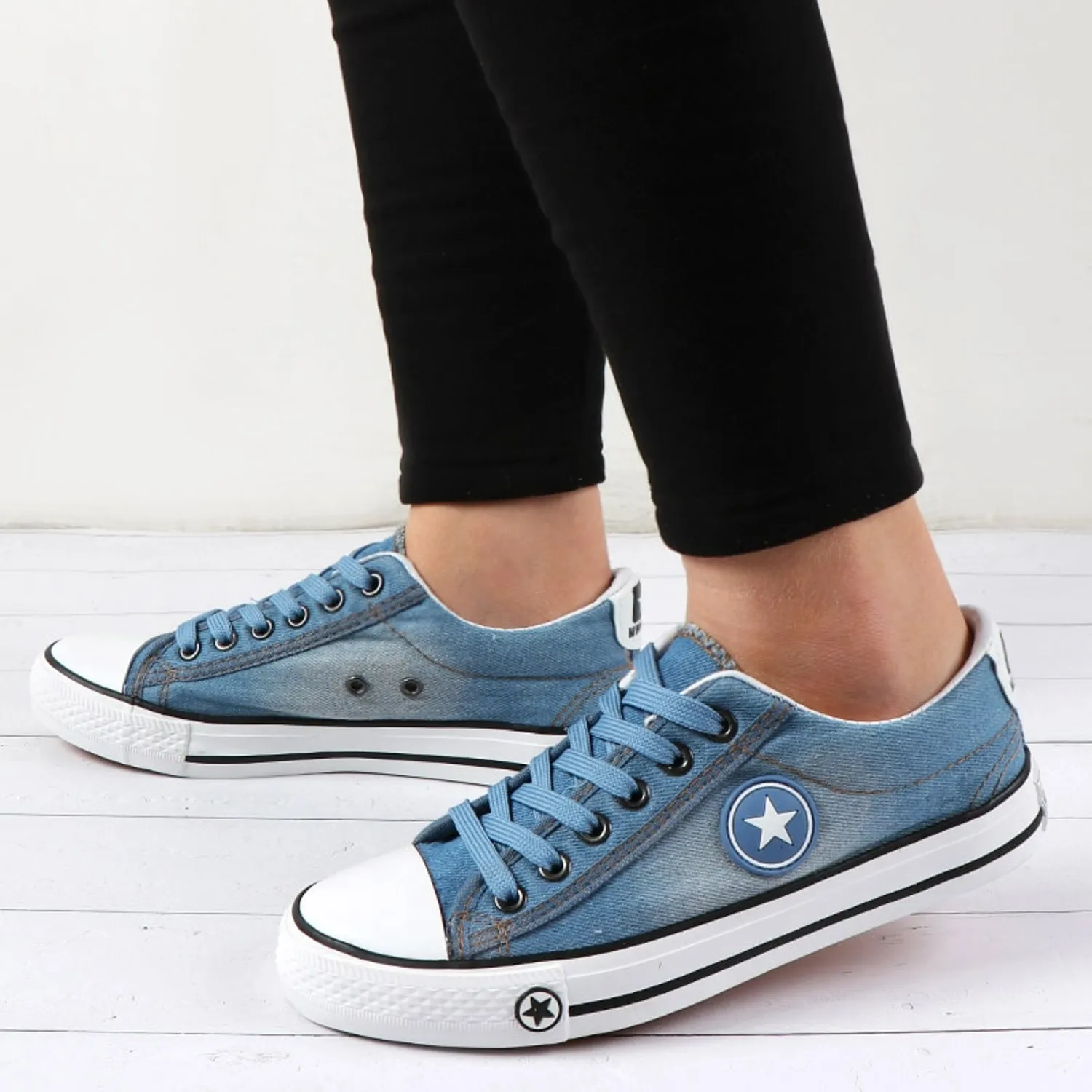 Women's Summer Denim Lace Up Sneakers