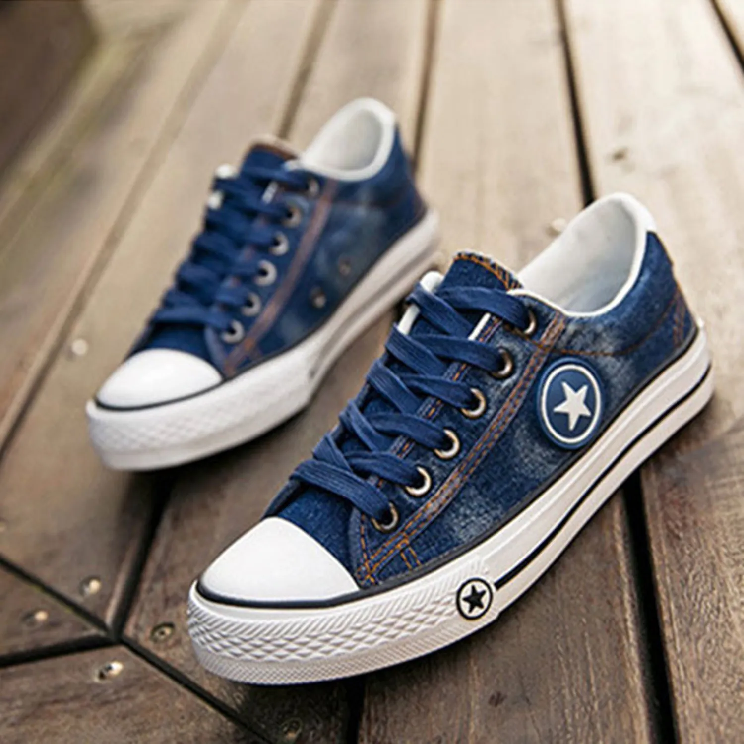 Women's Summer Denim Lace Up Sneakers