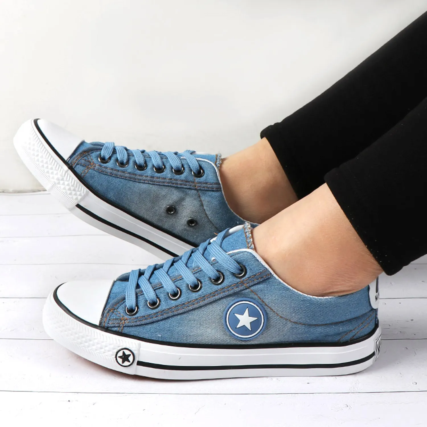 Women's Summer Denim Lace Up Sneakers