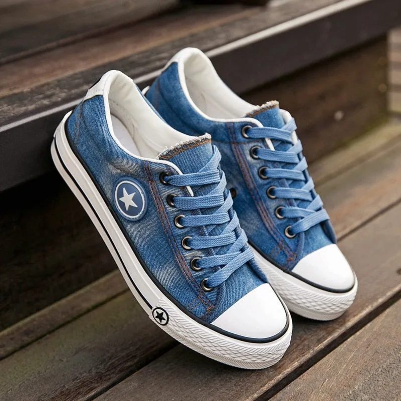 Women's Summer Denim Lace Up Sneakers