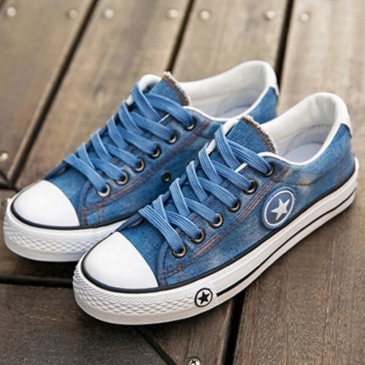 Women's Summer Denim Lace Up Sneakers