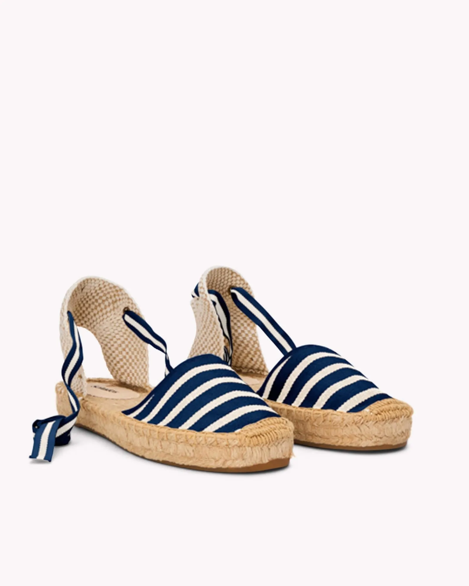 Womens_Espadrilles_The Lauren Lace Up_Woven Stripes_Classic - Navy - Ivory